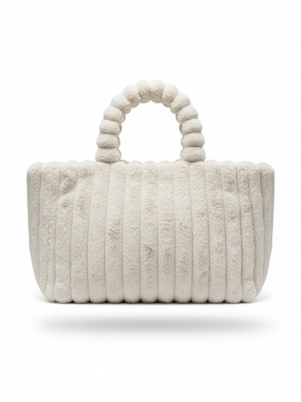 Plush Ribbed Tote Bag - Cream